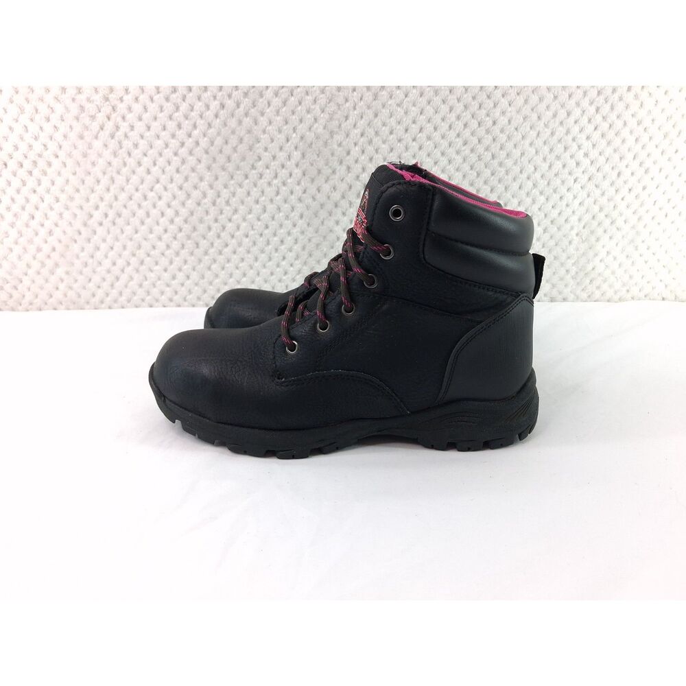 Brahma Women's 7 Bevel Steel Toe Work Boot Black Pink